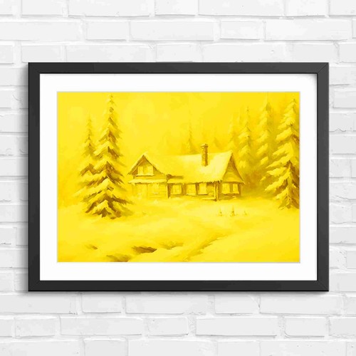 Cozy snowy log cabin winter - cozy,