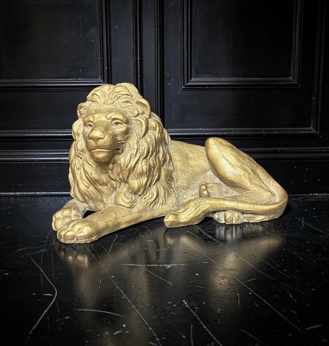 Vintage gold lion - vintage, figurine