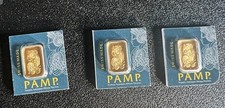 3 x 1g .999 fine Gold PAMP Bullion multicard Bar. Solid pure 24k gold 
