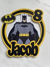 Batman Super Hero Inspired Custom Personalised Cake Topper Add Any Name/age 