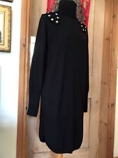 ALICE BY TEMPERLEY MERINO DRESS BLACK JUMPER ROLL NECK STUD DETAIL SOFT GLAM 