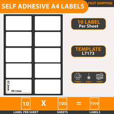 10 Self Adhesive Labels Per A4 Sheet Address LASER PRINTER INKJET 500 Sheets