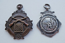 WW2 Era Rifle Shooting Silver & Bronze Fob Medals - B.T.H. New Lamp Works Rugby