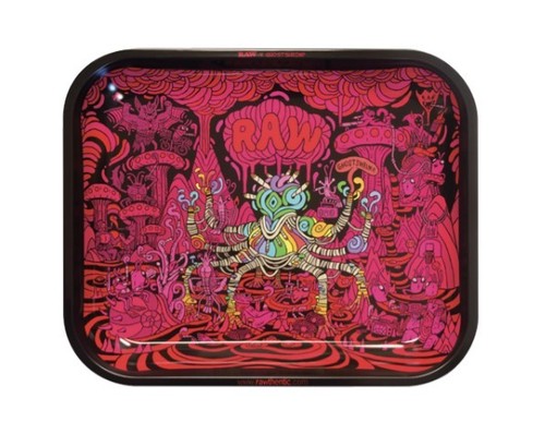 Raw metal tray large - metal, ghost