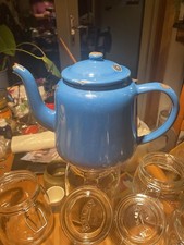 Blue Enamel Teapot Vintage