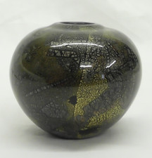 Isle Of Wight Studio Glass Small Purple & Gold Azurene Globe Vase