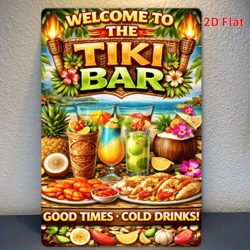 Flat metal plaque tiki - 2d,