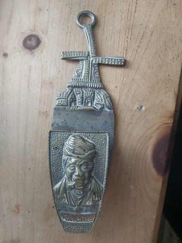 Antique brass matchbox - brass,