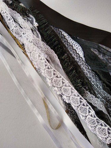 Black white ivory - black,, ribbon