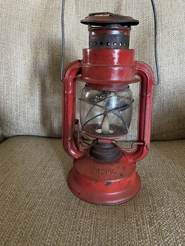 Vintage red kerosene - red, lantern