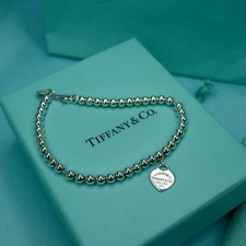 Tiffany & Co Return to Tiffany Heart Bead Bracelet 7 Inch Sterling Silver 925