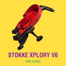 Stokke Xplory V6 Ruby Red Pram Stroller Pushchair - Used