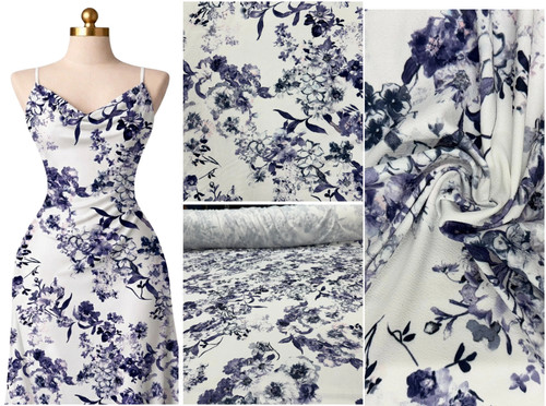 Lavender navy floral - floral, print