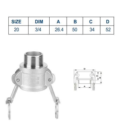 Stainless steel dn20 4 b - 3/4,
