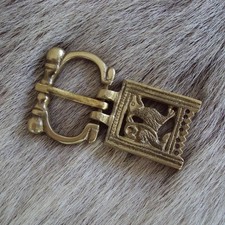 Brass Wolf Patterned Belt Buckle Medieval Viking Accessory Costume Re-enactment