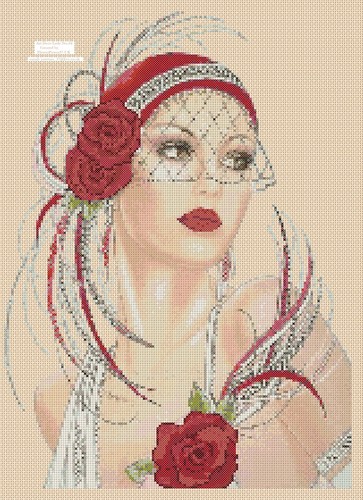 Art deco lady - deco, cross