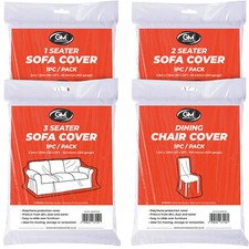Polythene Plastic Sofa Chair Cover | Protective Dust Sheet | Storage DIY Removal