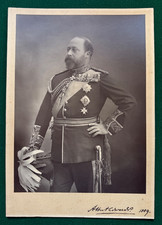 Antique Royal Facsimile Autograph & Photo King Edward VII in Uniform 1889
