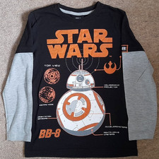 Boys Star Wars BB-8 Long Sleeve T-Shirt Top Age 6-7 Years Black From Tesco BNWOT
