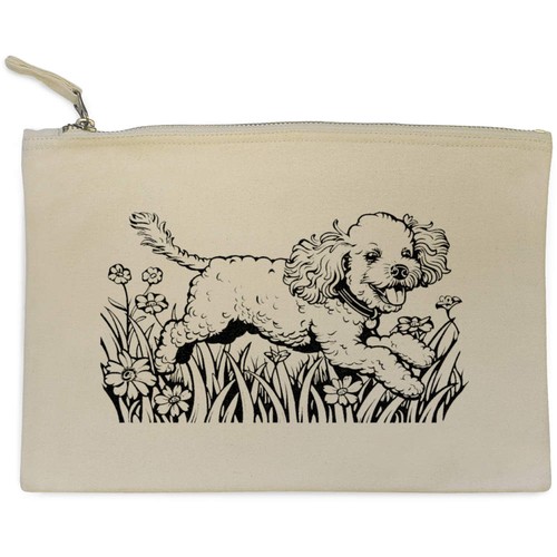 Happy toy poodle running with - 'happy,