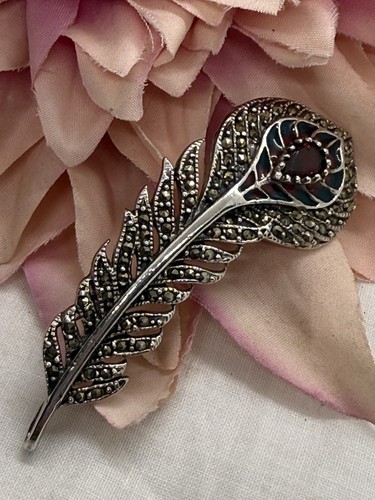 Silver plique jour brooch - silver,