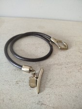 Vintage Armani Exchange Stone Leather Bracelet, Metal leather cord Wrap Bracelet