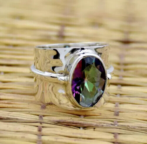 Mystic topaz band ring - topaz,