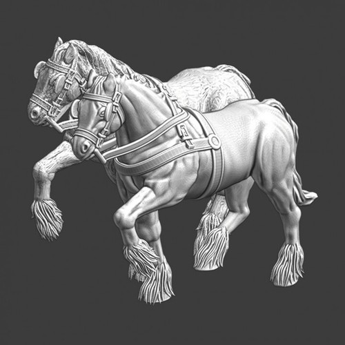 Medieval draught horses - medieval,