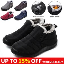 Womens Winter Snow Warm Fur Lined Waterproof Non-slip Ladies Ankle Boots Shoes
