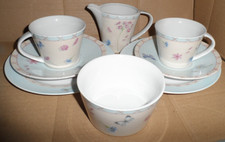 8pc RHS Queens Rosemoor Fine China Lillian Snelling 2 Trio, Sugar & Milk Jug