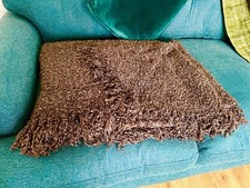 John Lewis XL throw dark brown with tassles