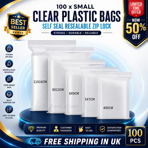 100 small clear plastic bags - plastic,
