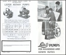 Lister pumps for - household, and