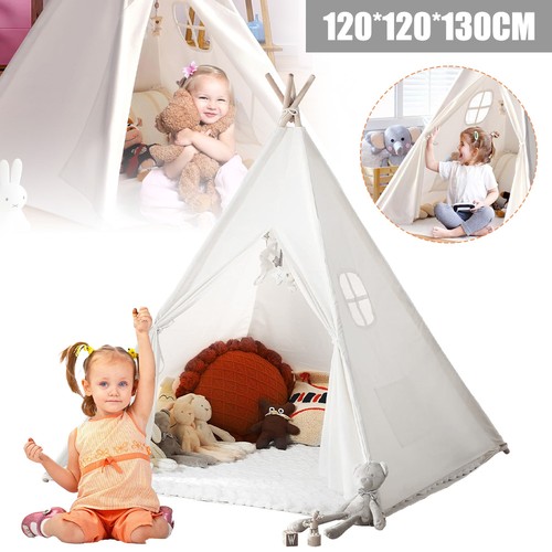 Kids 160cm canvas teepee tent - 160cm,