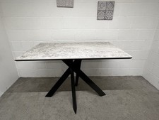 Furniture Village Warrior White Marble Effect Industrial Modern Bar Table