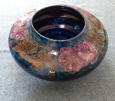 George Cartlidge Morris Ware Art Pottery Squat Vase  with Tube-lined Anemones