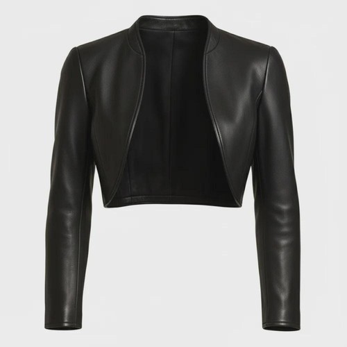 Womens black cropped bolero - black,