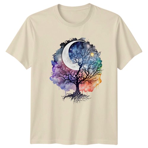 Tree life watercolor moon - tree,
