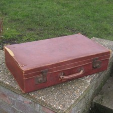 Vintage Suitcase 1940's Large Brown Suitcase 61cm Long