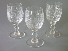 Webb Corbett Crystal Continental Collection 3 Wine Glasses - Knop Star Fan Cross