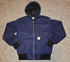 CARHARTT Hooded Jacket Reworked Canvas Bomber Navy Blue Mens Size medium
