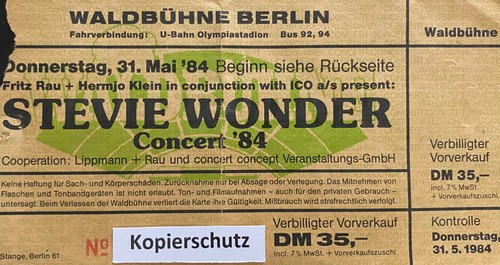 Original ticket mai 1984 - ticket, 31.mai
