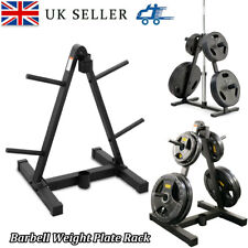 1" Olympic Weight Plate Tree Rack and Barbell Storage Holder Stand For Home Gym
