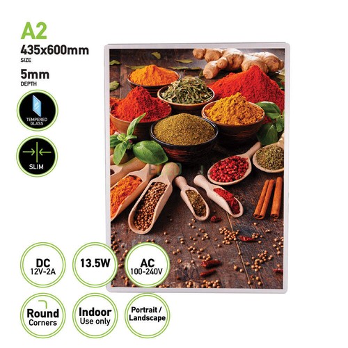 Led light box slim silver - a2,