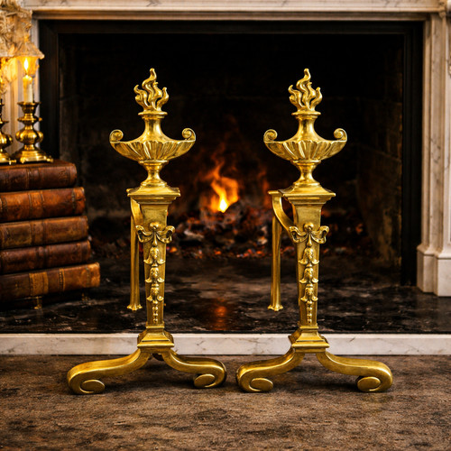 Antique brass fireplace - antique,