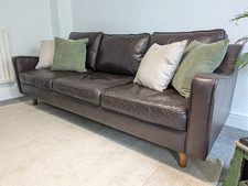 Late 20th Century Danish Leather Three Seat Sofa. Vintage/Mid Century