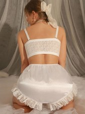Plus size silky feel satin white bloomers comfy bows lace sissy size 20-22 (3XL)