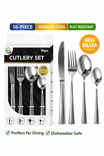 16pc stainless steel - steel, cutlery