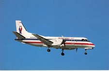 Postcard unposted Airlines Saab 340B American Eagle at Miami-Int'l, FL 1/91 
