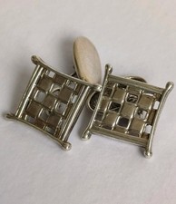 Ola M. Gorie Sterling Silver Cufflinks – Geometric Grid Design, Scottish  7.5g